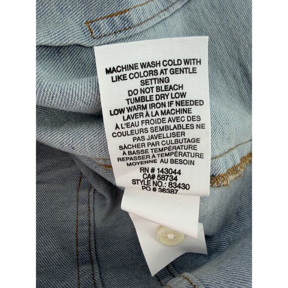 Bagatelle Collection New York Denim Short Puff Sleeves Button Down Womens Large - Picture 8 of 8